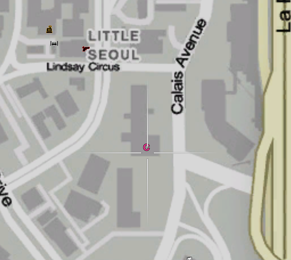 Close-up map of UwU Café on Calais Avenue